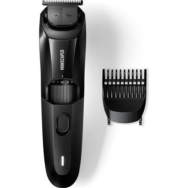 MANSCAPED® The Beard Hedger® Premium precisionsskäggtrimmer, 20 längds justerbart bladhjul, T-blad i rostfritt stål för precisionstrimning av ansiktshår, sladdlös vattentät våt-/torrklippare