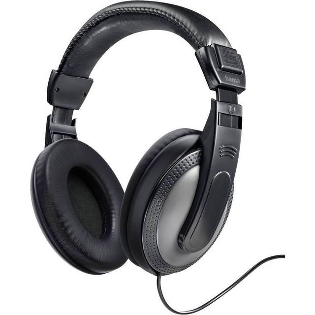 Hama ShellTV TV-headset (stereohörlurar, idealisk TV, extra lång 6 m kabel, 3,52 mm hankontakt, 6,35 mm hankontakt adapter ingår, 20 Hz-20 kHz, 32 ohm, 113 DB/MW) svart