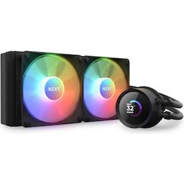 NZXT Kraken 240 RGB - RL-KR240-W1-240 mm AIO CPU-vätskekylare - Anpassningsbar 1,54-tums fyrkantig LCD-skärm för bilder, prestandamätningar och mer - 2 x F120 RGB-fläktar - Vit