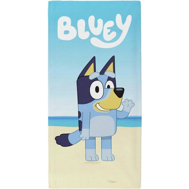 Bluey Kids Heeler Dog Patterned Beach Towel - Blue & Cream
