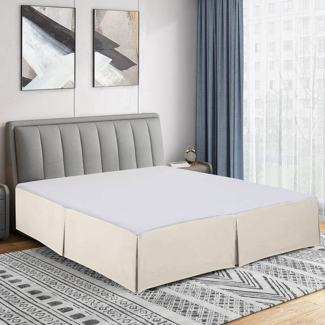 Cathay Home Double Brushed Microfiber Pleated Easy Fit Bed Skirt  Ultra Soft  Fade and Wrinkle Resistant - Coconut Milk  Twin