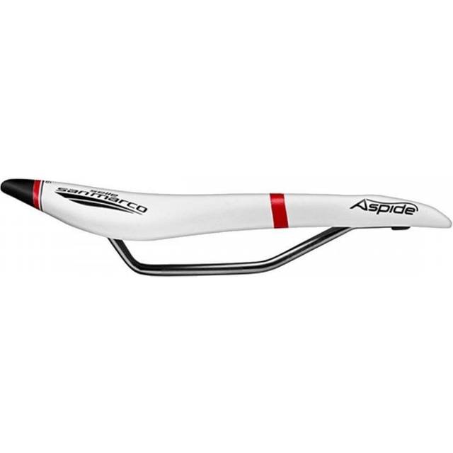 Selle San Marco ASPIDE Racing - Racercykelsadel, Lätt, Xsilite-Ram i Rostfritt Stål, Anatomiskt Hål - Storlek S2, Vit