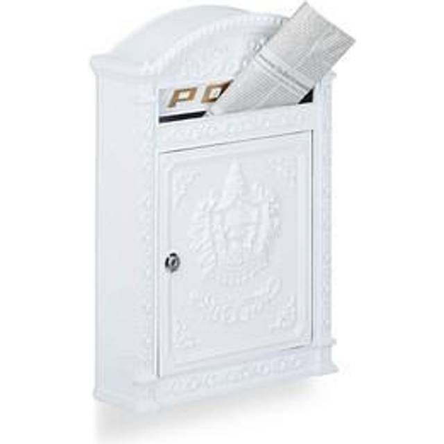 Relaxdays - Antique-looking Letter Box, 44.5 x 31 x 9.5 cm, Outdoor, Wall-Mount Mailbox, Cast Aluminium, A4 Letters
