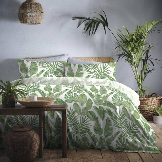 Dreams & Drapes – Tahiti – lättskött påslakanset – 1 styck, dubbelsäng i grönt