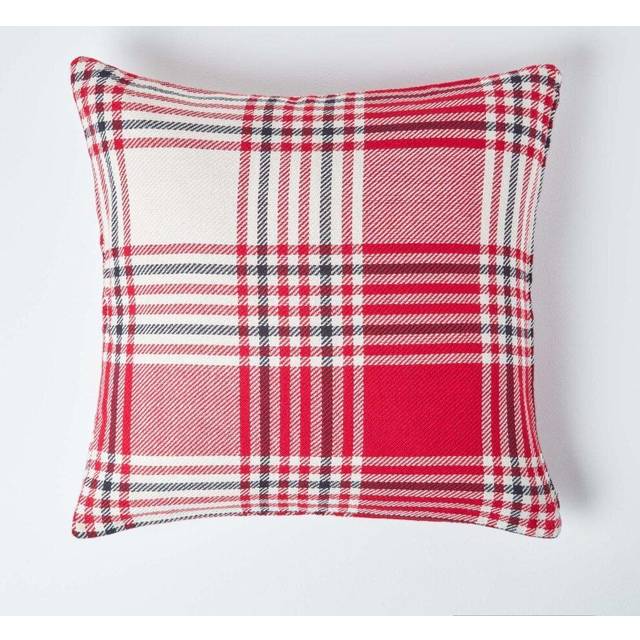 Homescapes Red Tartan Pattern Cushion Cover, 60 x 60 cm