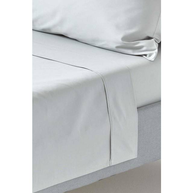 Homescapes 100% Egyptian Cotton 200 TC Single Flat Sheet, Silver Grey, OEKO-TEX Certified, Machine Washable, Hypoallergenic