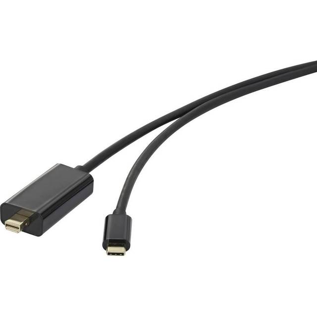 Renkforce USB-C® / Mini-display-port Adapterkabel USB-C® stik, Mini DisplayPort-stik 1.80 m Sort RF-4538162 forgyldte stik USB-C®-displaykabel