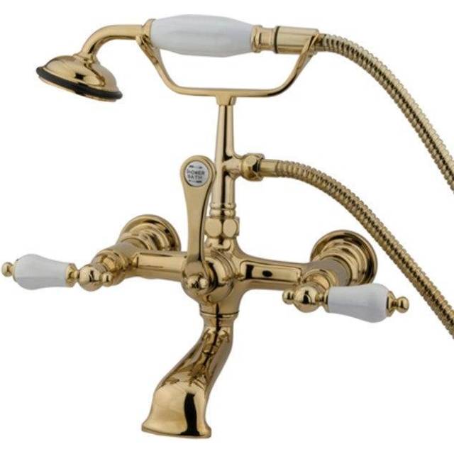 Kingston Brass Cc553T2 Clawfoot Tub Filler With Hand Shower - Polished Brass Finish