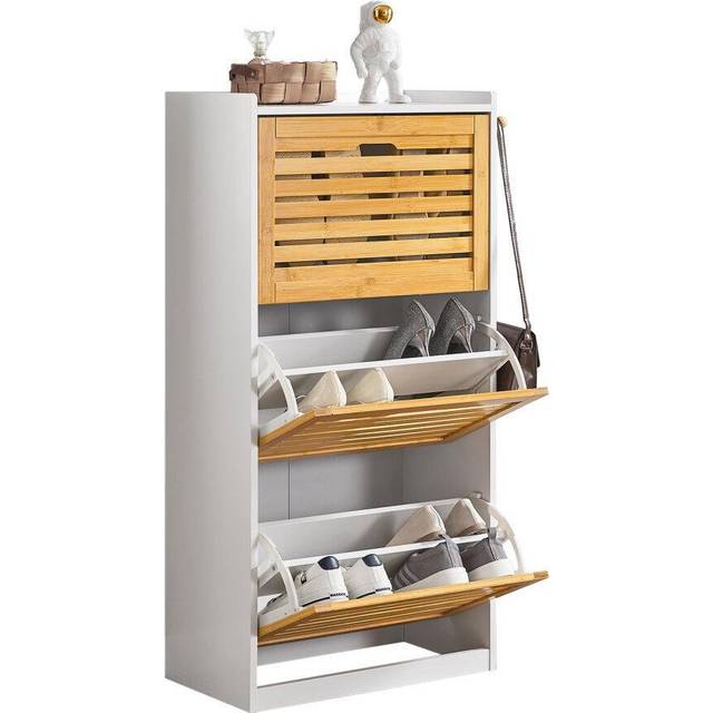 SoBuy FSR108-WN,3 Drawers Shoe Cabinet Shoe Rack Shoe Storage Cupboard