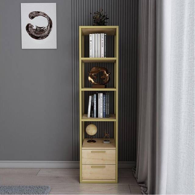 Robbins 4-Tier Bookshelf with Cabinets - Sapphire Oak - Brown