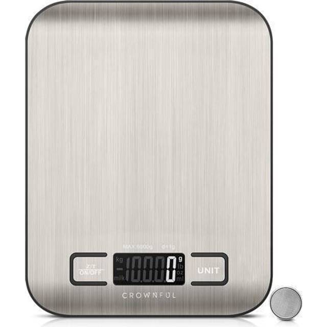 CROWNFUL Digital Food Scales, 11lb Kitchen Scale Weight Grams and Ounces for Cooking and Baking, 5 Units with Tare Function (Batteries Inclu
