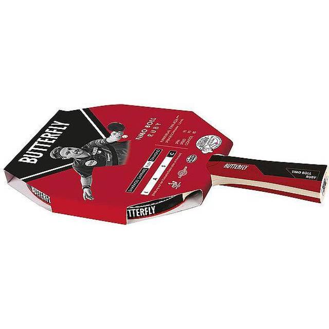 Butterfly Timo Boll Ruby bordtennisracket | ITTF-certifierad Pan Asia-beläggning för tävling med 1,8 mm svamp | för ambitiösa spelare