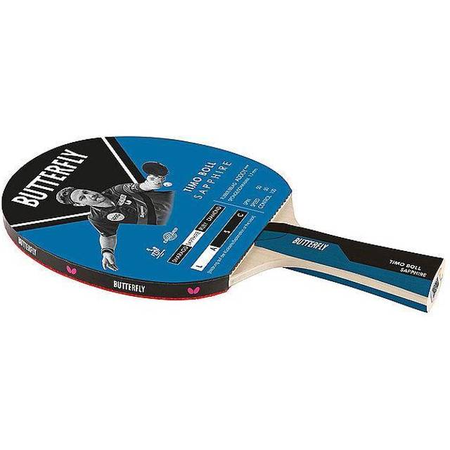 Butterfly Timo Boll Sapphire bordtennisracket | ITTF-certifierat addoy belägg för tävling med 1,7 mm svamp | för ambitiösa hobbyspelare