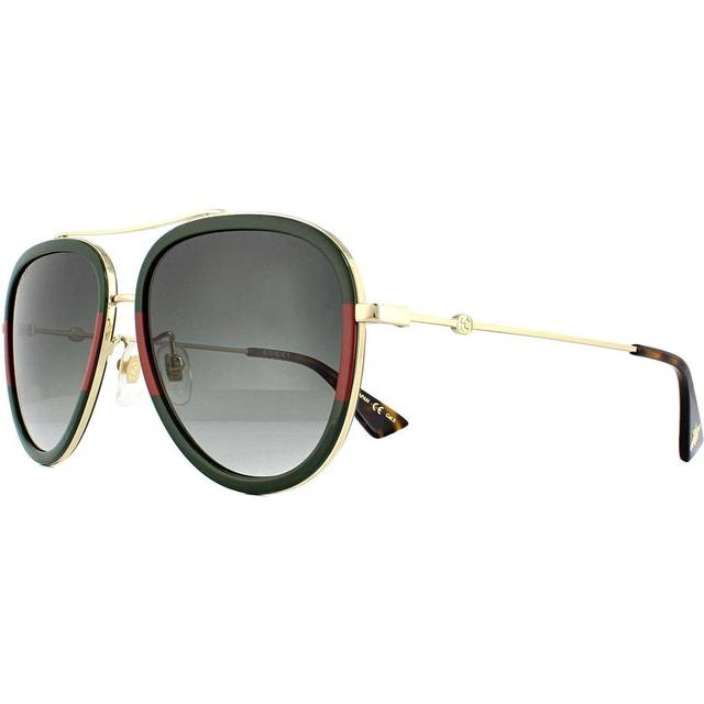 Gucci Grey Gradient Pilot Unisex Sunglasses GG0062S 003 57 - Red (Size 57)