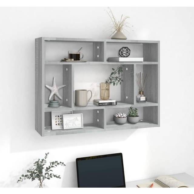 vidaXL Wall Shelf Grey Sonoma 75x16x55 cm Engineered Wood