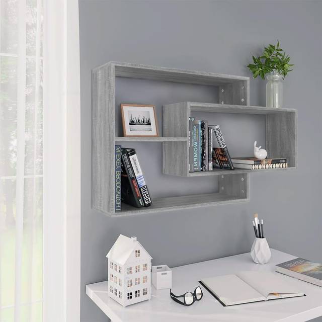 Vidaxl Wall Shelf Grey Sonoma 104X20X58.5 Cm Engineered Wood, Grey