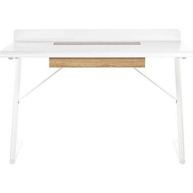 1 Drawer Home Office Desk 120 x 60 cm White with Light Wood FOCUS