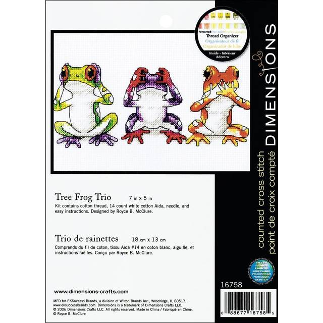 "Dimensions/Jiffy Mini Counted Cross Stitch 7""X5""-Treefrog Trio (14 Count)"