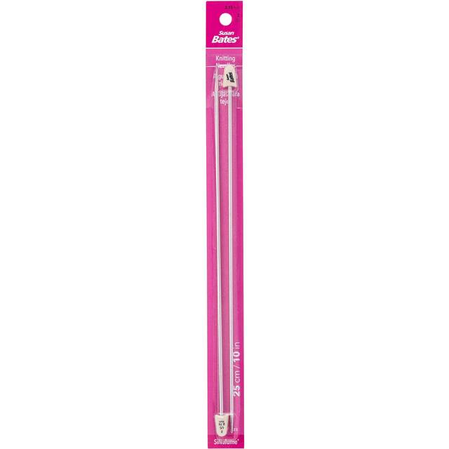 Susan Bates 111102 10Inch Silvalume Single Point Knitting Needle  275mm  Silver Pink