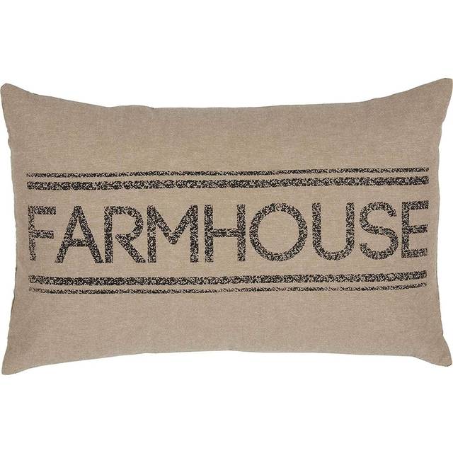 VHC Brands Sawyer Mill Charcoal Farmhouse Decor Bedding Cotton Text Rectangle Throw Pillow Cover w/ Insert