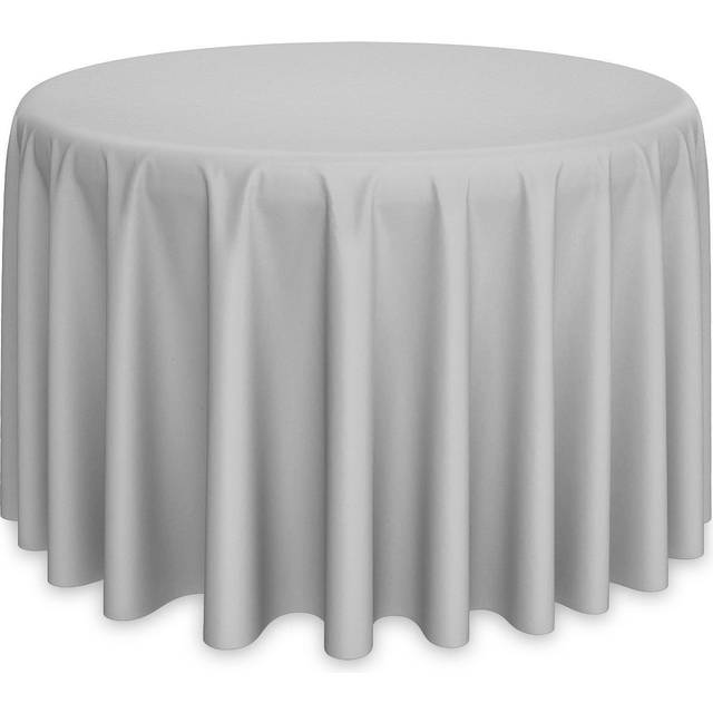 Lann's Linens - 132 Round Premium Tablecloth for Wedding/Banquet/Restaurant - Polyester Fabric Table Cloth - Silver