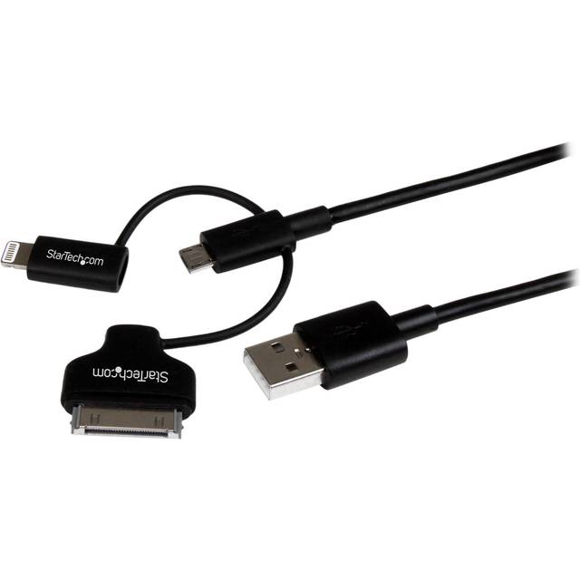 StarTech.com 1 m (3 ft.) 3 in 1 Charging Cable - Multi USB to Lightning or 30-pin Dock or Micro-USB for iPhone / iPad / iPod / Android - Apple MFi Cer