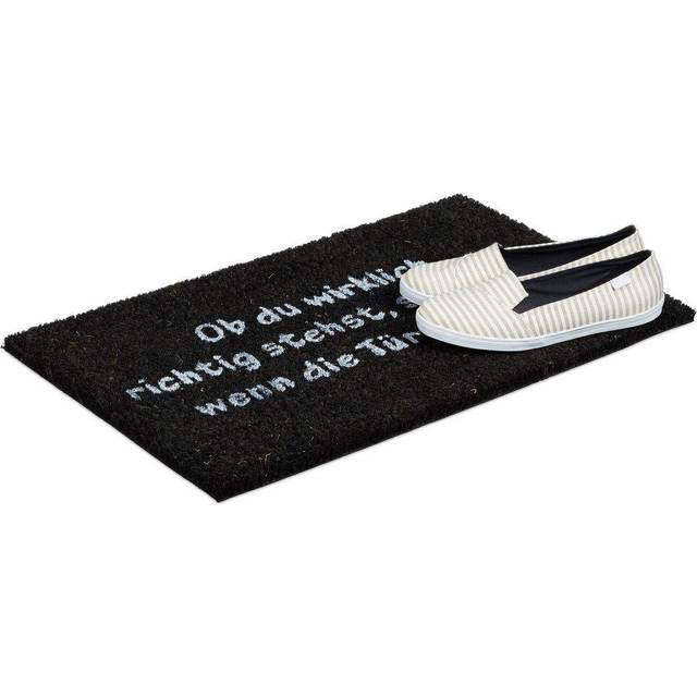 Relaxdays - Coir Doormat, Funny German Welcome Mat, 40 x 60 cm, Coconut Fibre, Anti-Slip Rubber pvc Underside, Black