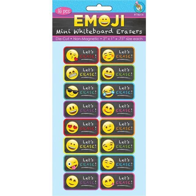 "Ashley Productions Mini Whiteboard Erasers  Emoji  2"""" x 1"""" x 0.75""""  Pack of 16 (ASH78014)"
