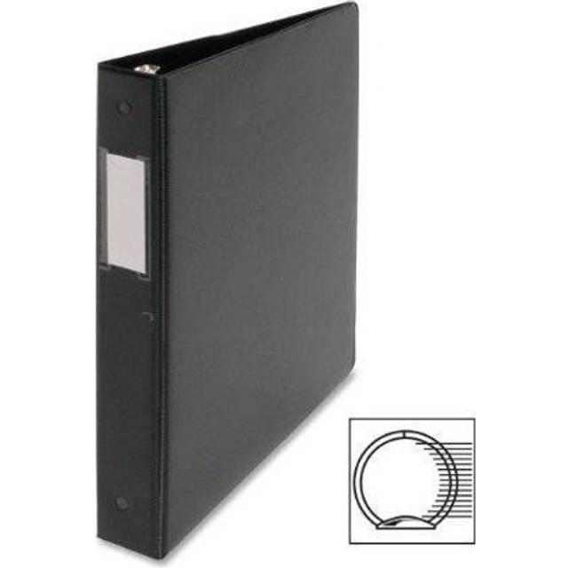 Business Source 28559 Round Ring Binder w/Label Holder 1-Inch Cap. 11-Inch x8-1/2-Inch  BK