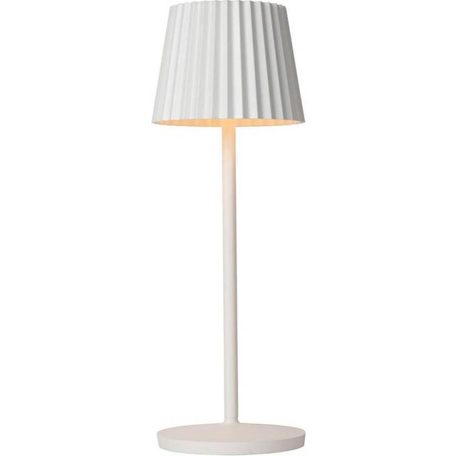 Lucide Justine Cottage Rechargeable Table Lamp Outdoor - Battery - Led Dim. - 1X2W 2700K - Ip54 - With Wireless Charging Pad - White, White