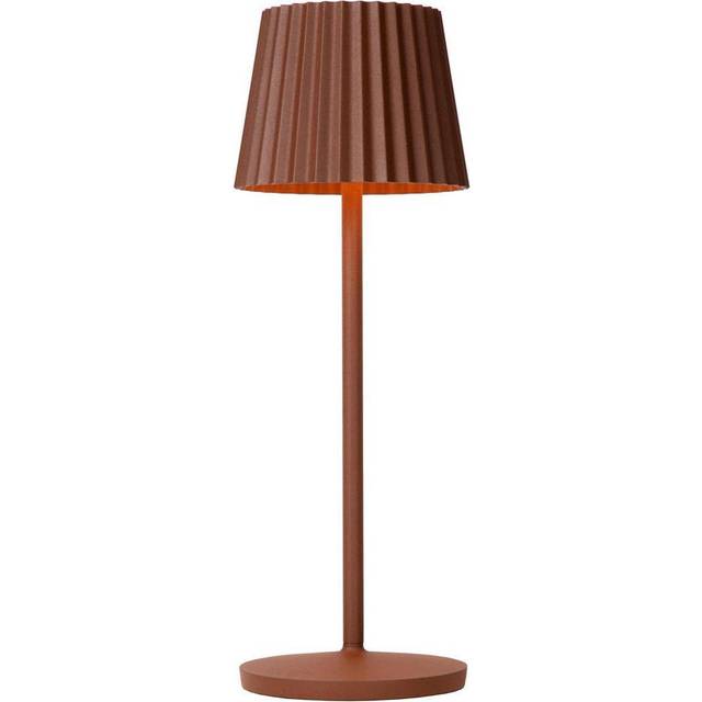 Lucide Justine Cottage Rechargeable Table Lamp Outdoor - Led Dim. 2700K Ip54 - Wireless Charging Pad - Rust Brown, Brown