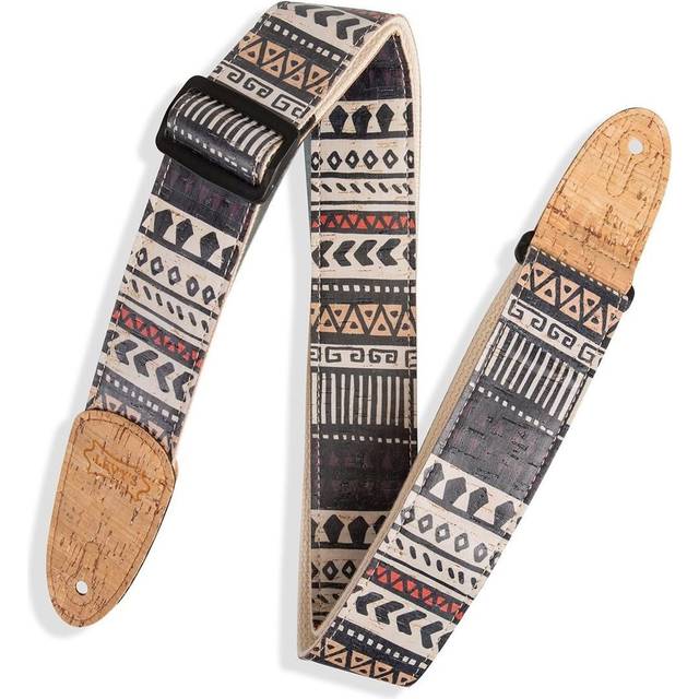 2 inch Wide Cork Guitar Strap / White  Black  Red  Blue