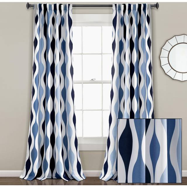 Lush Decor Mid Century Geo Light Filtering Window Curtain Panel Pair  95 L x 52 W  Coral & Gray