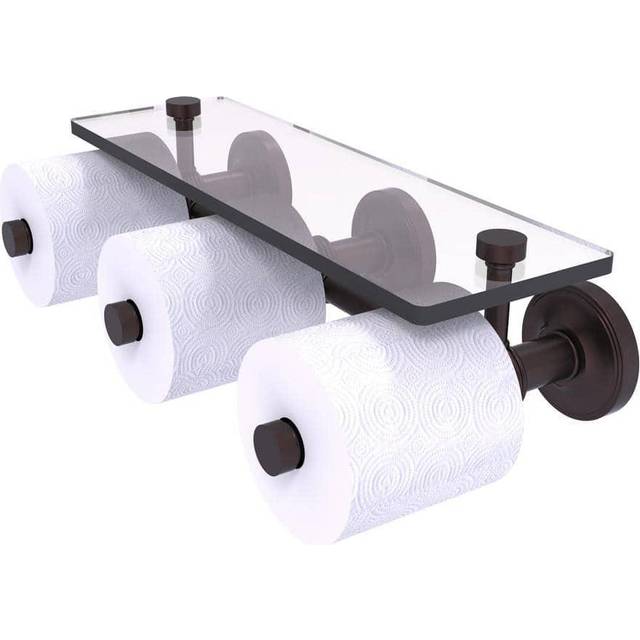 Prestige Regal Collection Horizontal Reserve 3 Roll Toilet Paper Holder with Glass Shelf - Antique Bronze