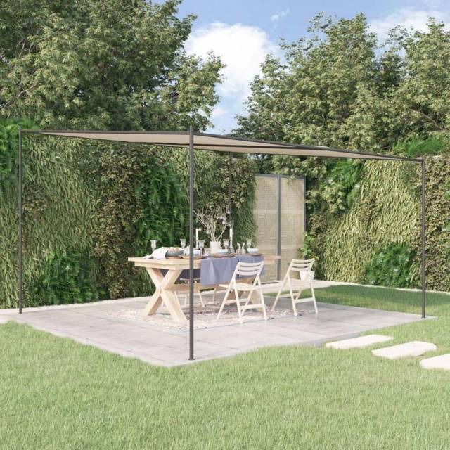 Paviljong beige 4x4 m 180 g/m² tyg och stål