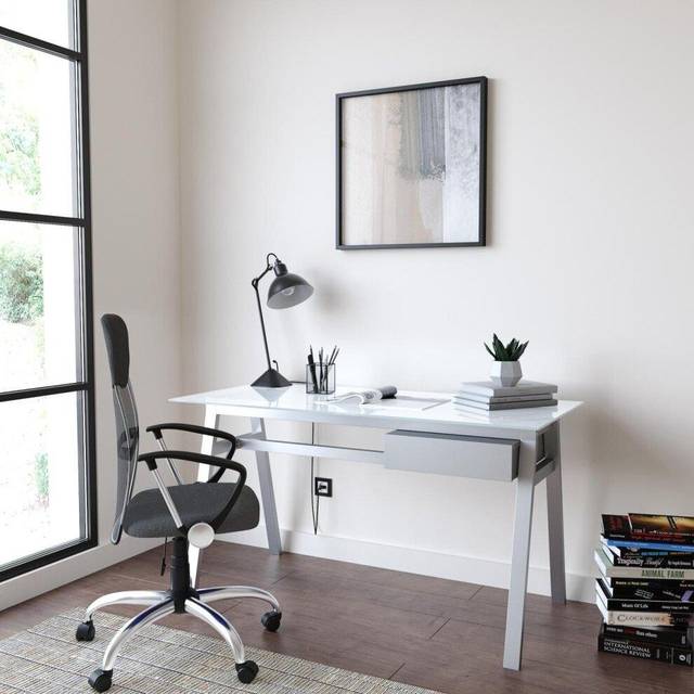 Alphason Richmond Glass Desk-White