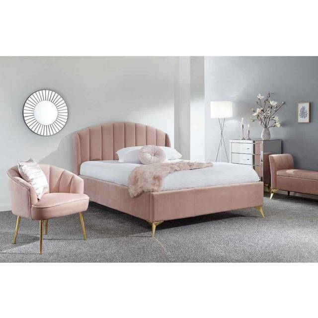 Pettine Double End Lift Ottoman Bed Blush Pink, Pink