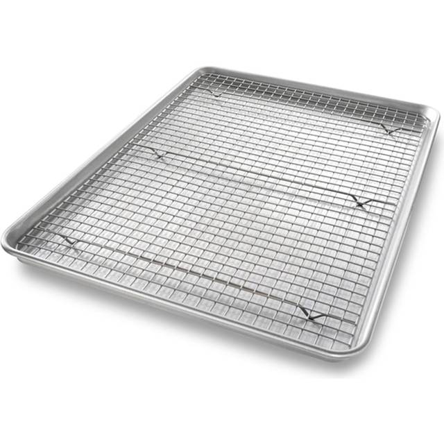 USA PAN Bakeware Extra Large Sheet Baking Pan and Bakeable Nonstick Cooling Rack Set, XL, Steel, Metal