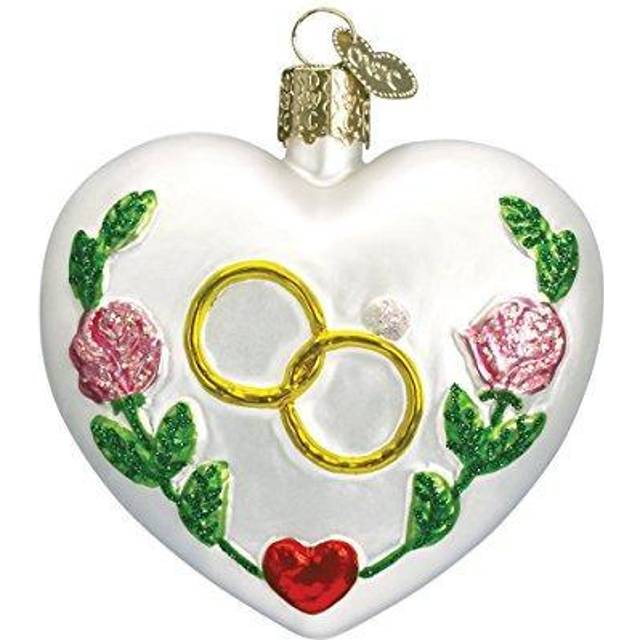 Old World Christmas Bride and Groom Gifts Glass Blown Ornaments for Christmas Tree Wedding Heart