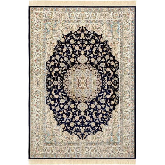 Antik Nain Tufted Dark Blue/Cream Rug (Rectangle 95cm x 140cm)