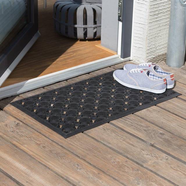 Relaxdays Rubber Doormat 0.5 x 75 x 45 cm Anti-Slip Welcome Mat Outdoor Waterproof Floor Mat, Black