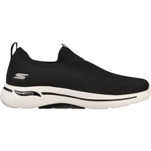 Skechers herr Go Walk Arch Fit ikonisk sko, Svart textiltrim, 39.5 EU