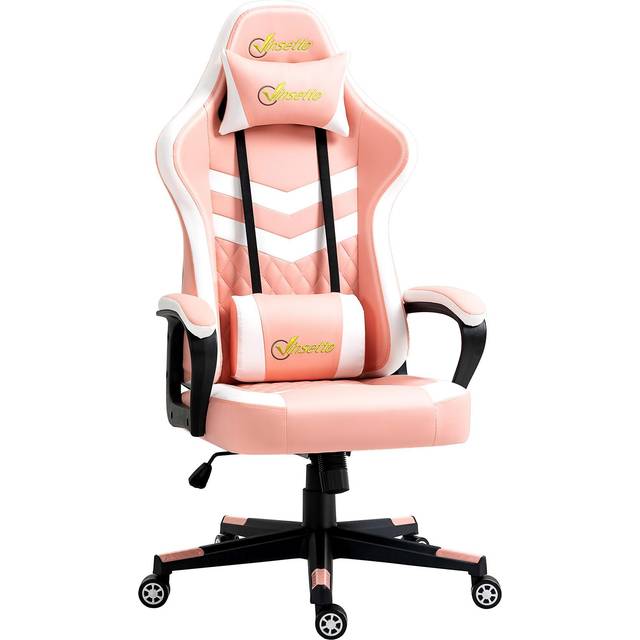 Racing gaming chair w/ lumbar support, gamer office chair, pink