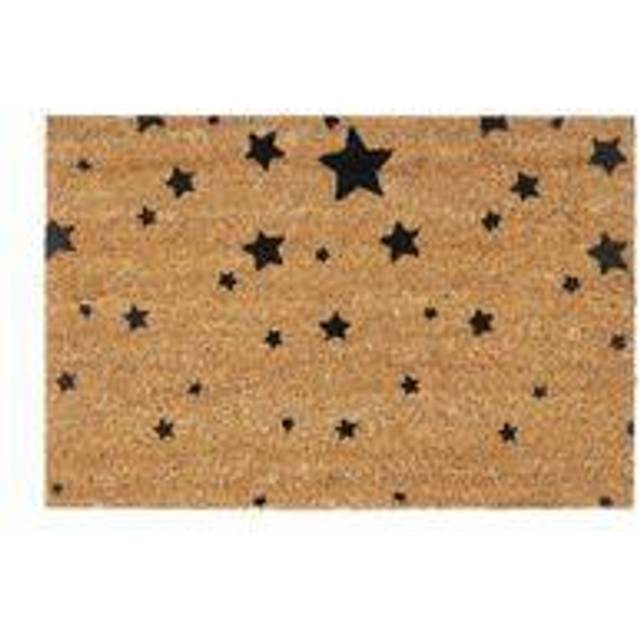 Doormat Star Pattern 40 x 60 cm Rectangular Coir Floor Mat with No-Slip PVC Underside, Door Mat made of Coconut Fibre
