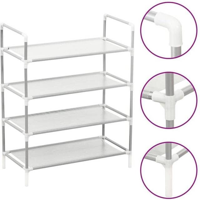 Vidaxl - Shoe Rack with 4 Shelves Metal and Non-woven Fabric Silver