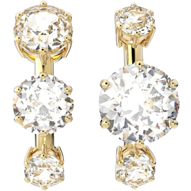 Constella ear cuffs, Asymmetrical design, Round cut, White, Gold-tone plated