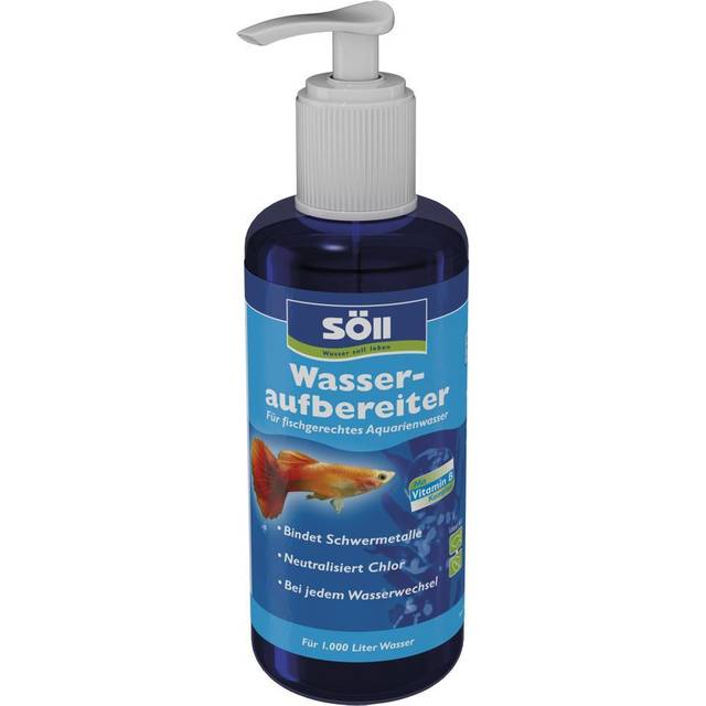 Söll 12634 vattenbalsam Aqua 250 ml för 1 000 liter akvarievatten – vattenrengöring för kranvatten i sötvattenakvarier genom föroreningsbindning och tillsatsvitaminer