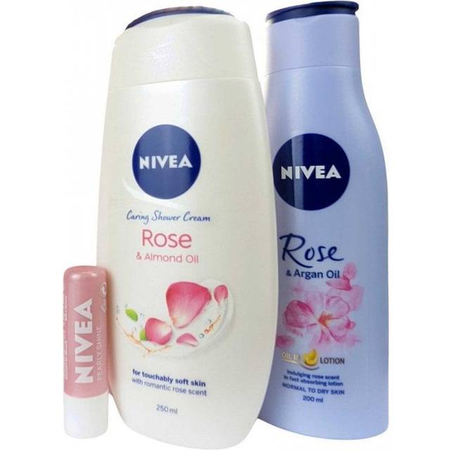 Nivea Pampering Rose Set Shower Cream Lip Oil