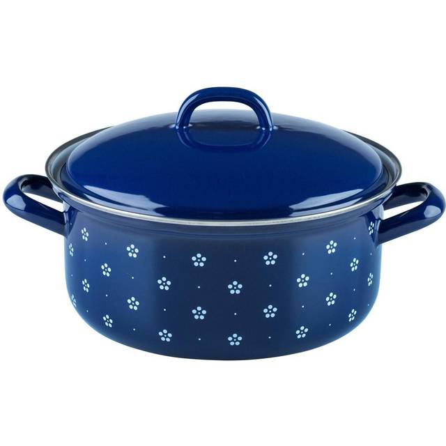 Riess Country Dirndl Kasserolle 20 cm / 2,0 L - Emaille - Weiß,Blau