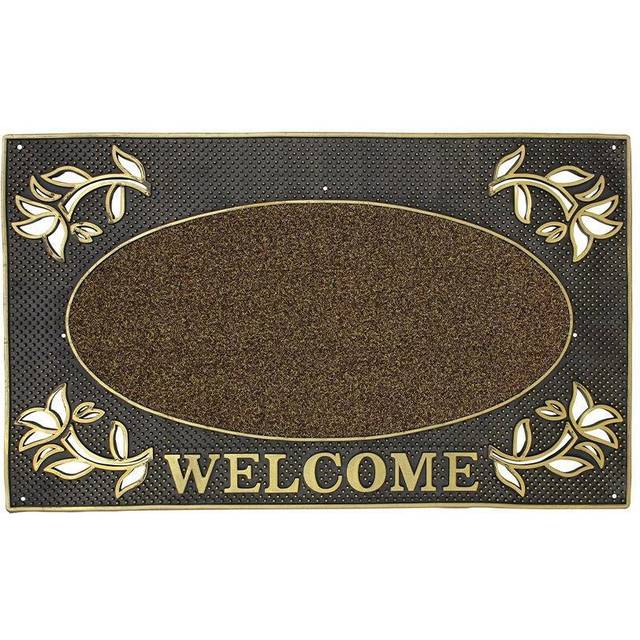 Metallic Welcome Door Mat Boot Trays & Scraper - Gold (45cm W X 75cm L X 1cm H)